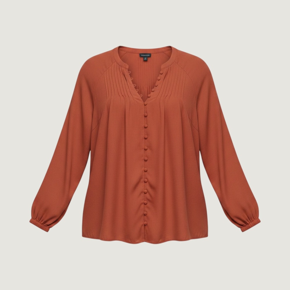 Torrid 00 Top Burnt Orange Blouse Buttons